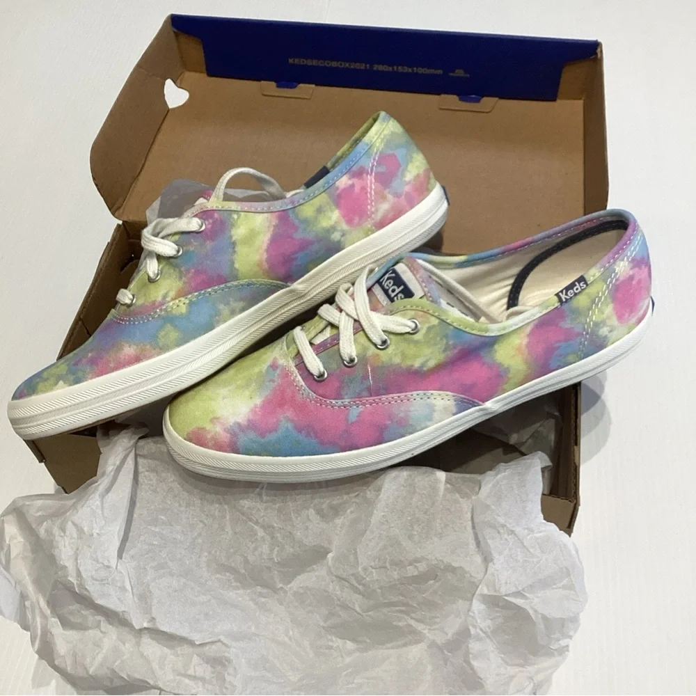 Keds Champion Canvas Softerra Womens Tie Dye Purple Pink Shoes Sz 8 - Picture 3 of 8